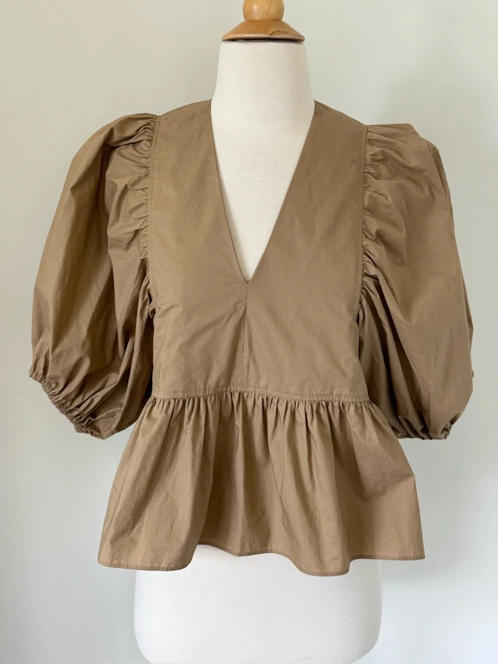 HUNTER BELL Landry Top Womens Medium Poplin Cotton Puff Short Sleeve Cropped
